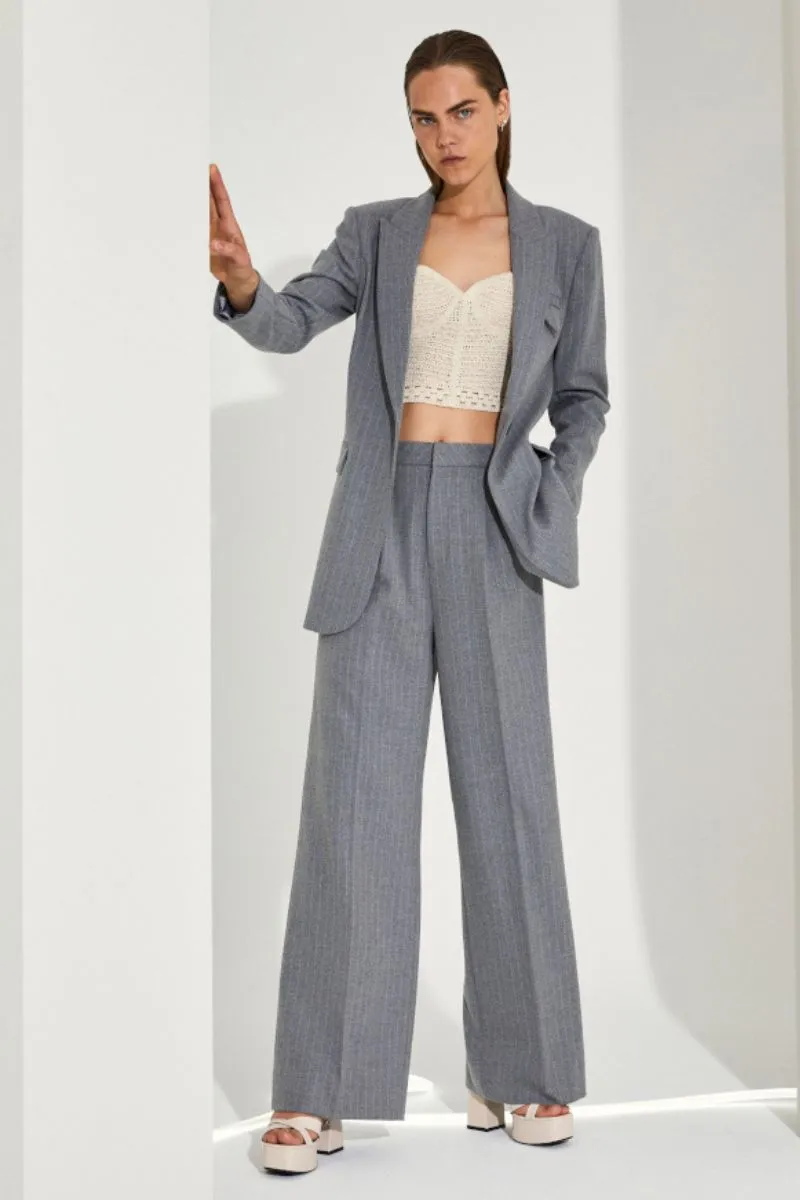 Tailor Pant | Medium grey Mel. Stripe | Bukser fra Copenhagen Muse