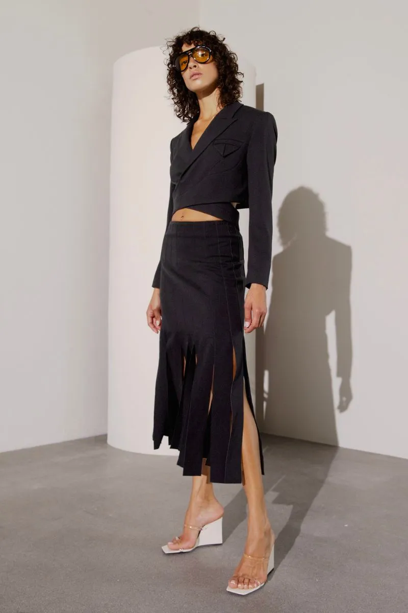 Tailor Sk Fringed | Black | Nederdel fra Copenhagen Muse