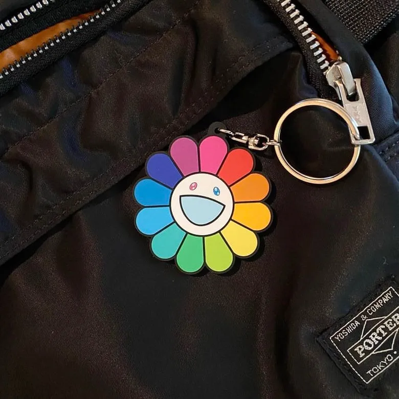 Takashi Murakami Kaikai Kiki Flower Rubber Keyring Rainbow (5cm)