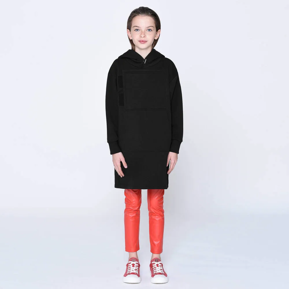 Teen Black Logo Hooded Dress