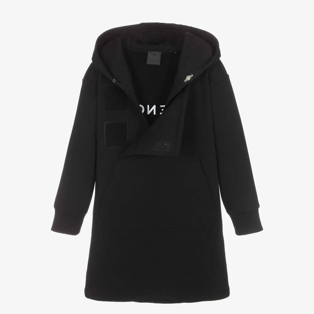 Teen Black Logo Hooded Dress