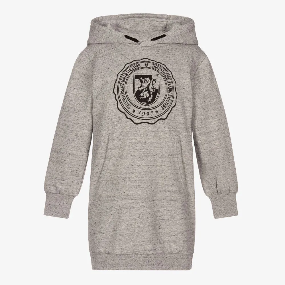 Teen Grey Logo Hooded Dress 