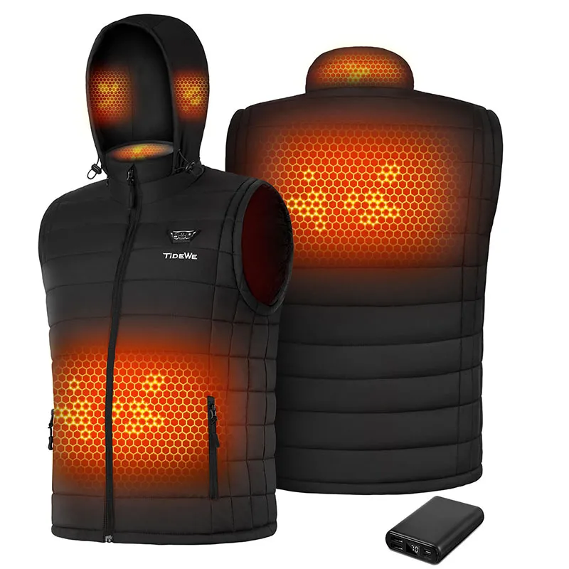 TIDEWE Men's Heated Vest with Retractable Heated Hood and Battery Pack for Hunting/Hiking (Black & Next Camo G2, S-XXXL)