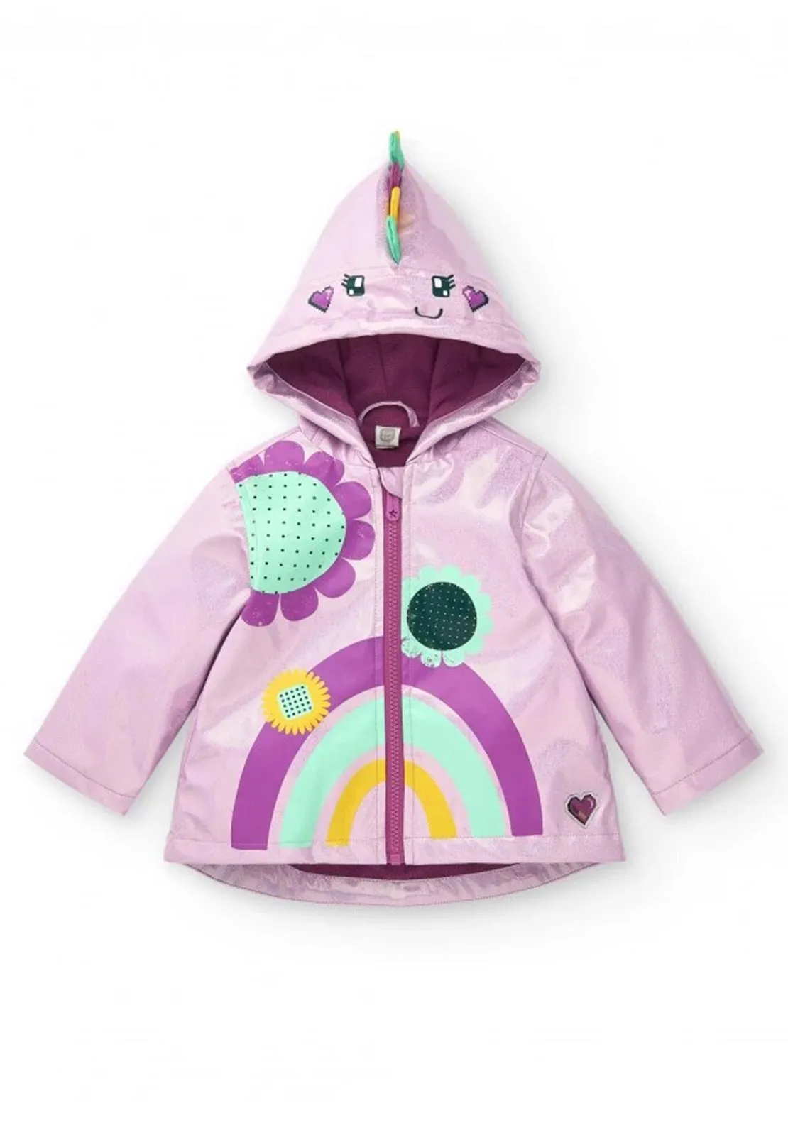 Tuc Tuc Girl Cyber Dino Hooded Raincoat, Lilac