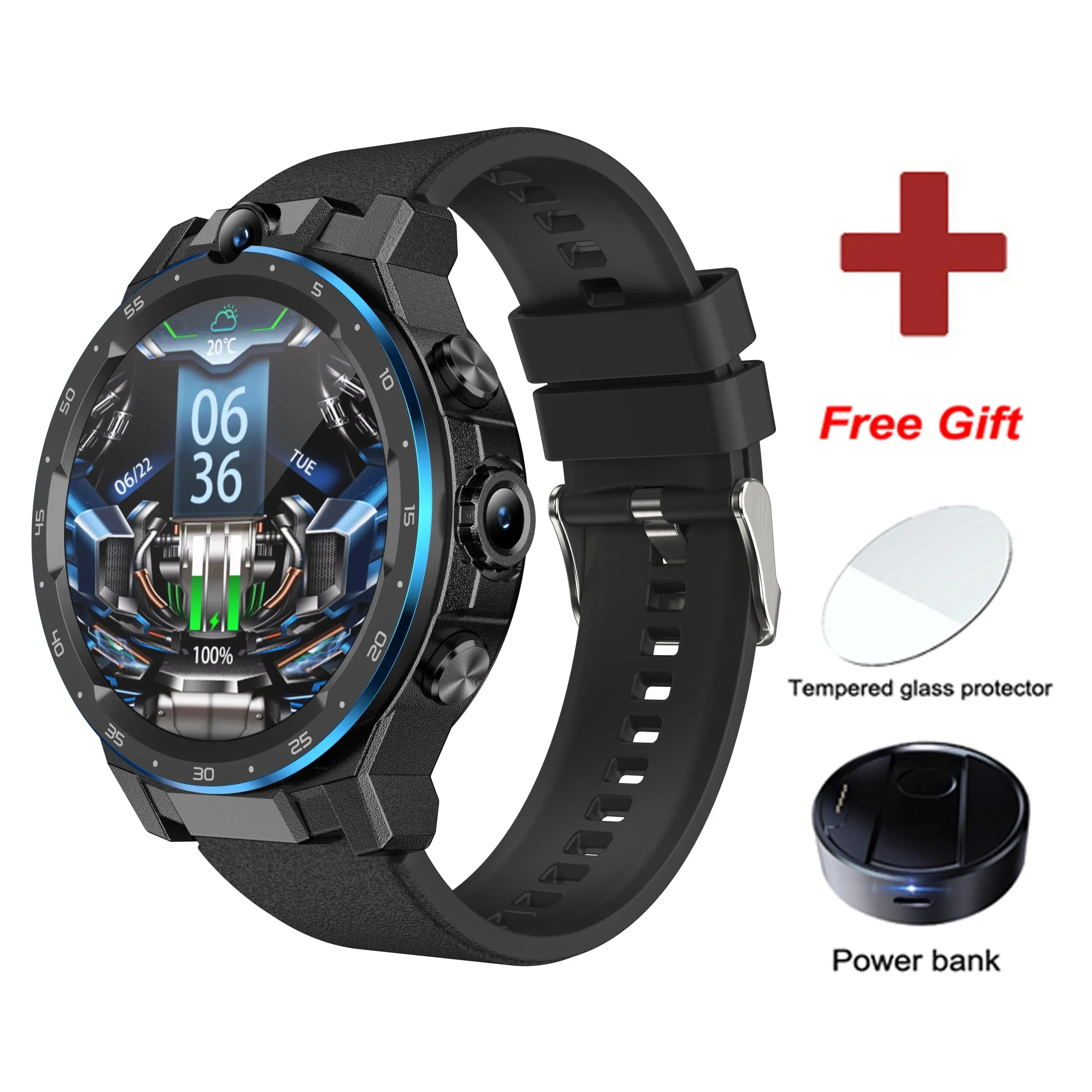 Unisex 4G GPS Wifi Bluetooth Call Dual Camera 24H Heartrate Smartwatch