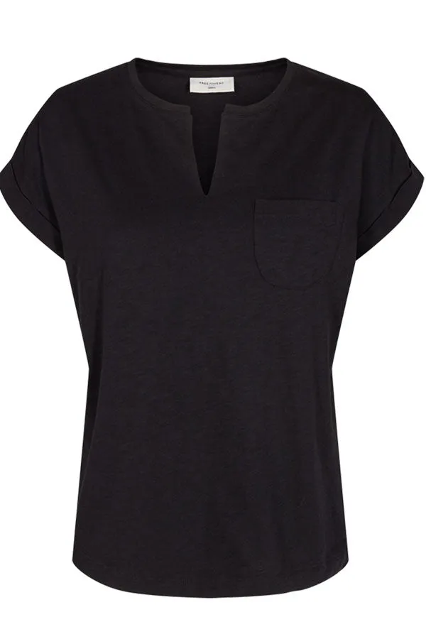 Viva V SS Pocket Basic |Sort |T-shirt fra Freequent