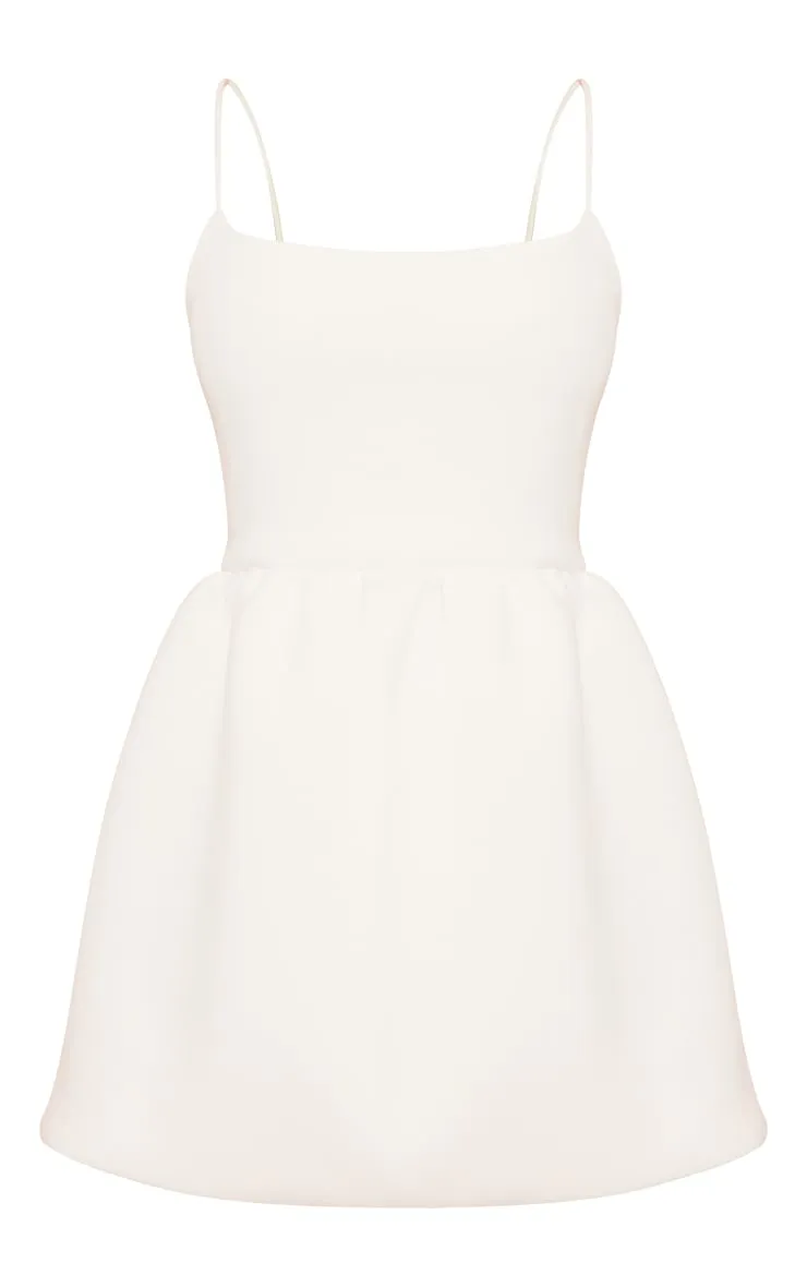 White Strappy Scuba Puffball Dress | Dresses