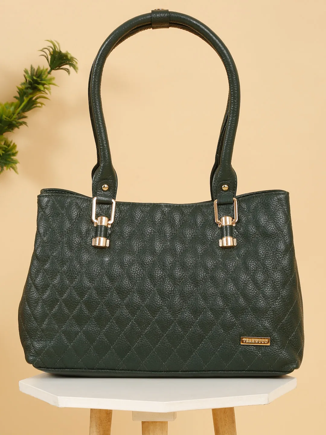 Women Quilted Green Leather Handbags