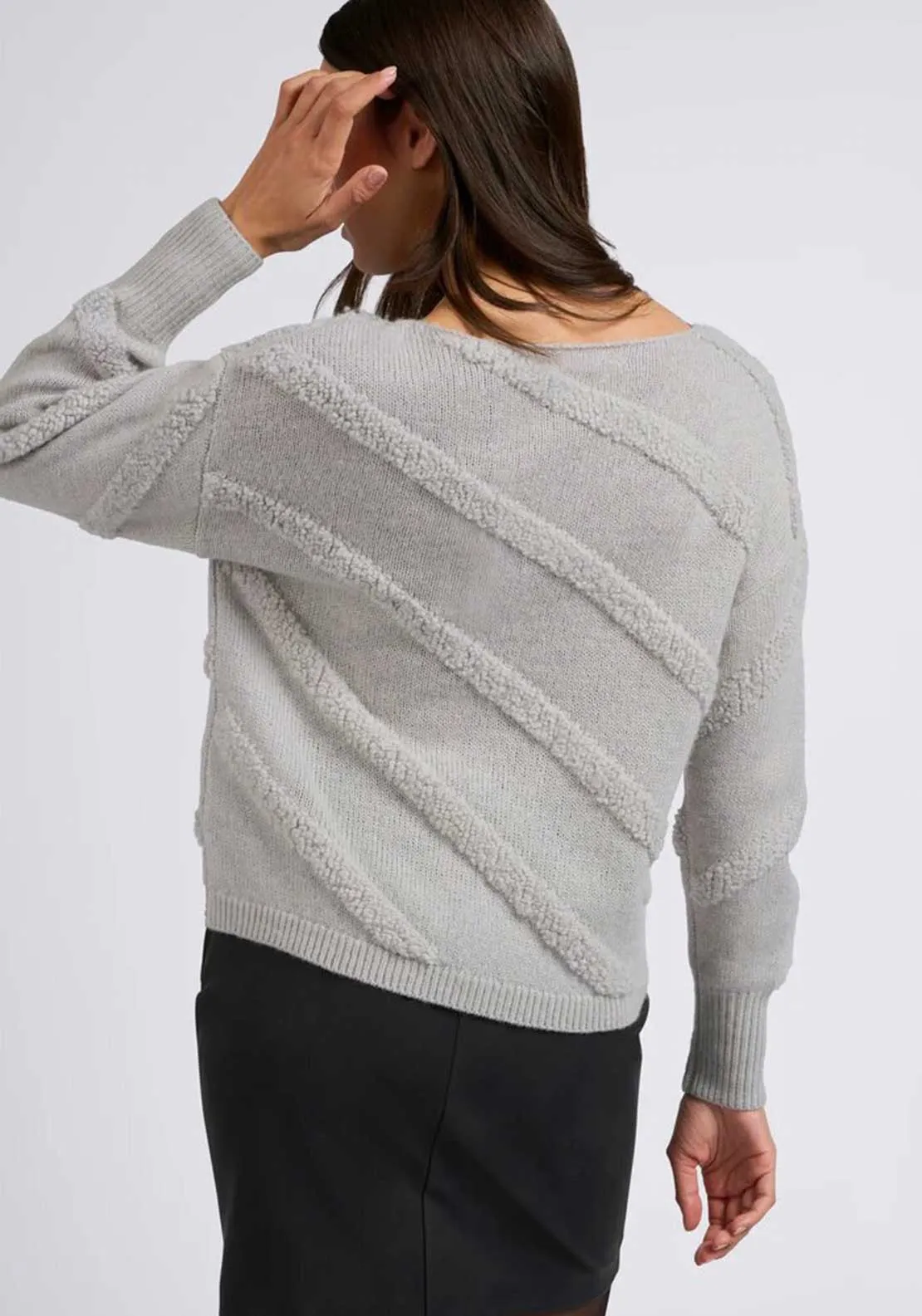 Yaya Diagonal Detail Knitted Jumper, Grey