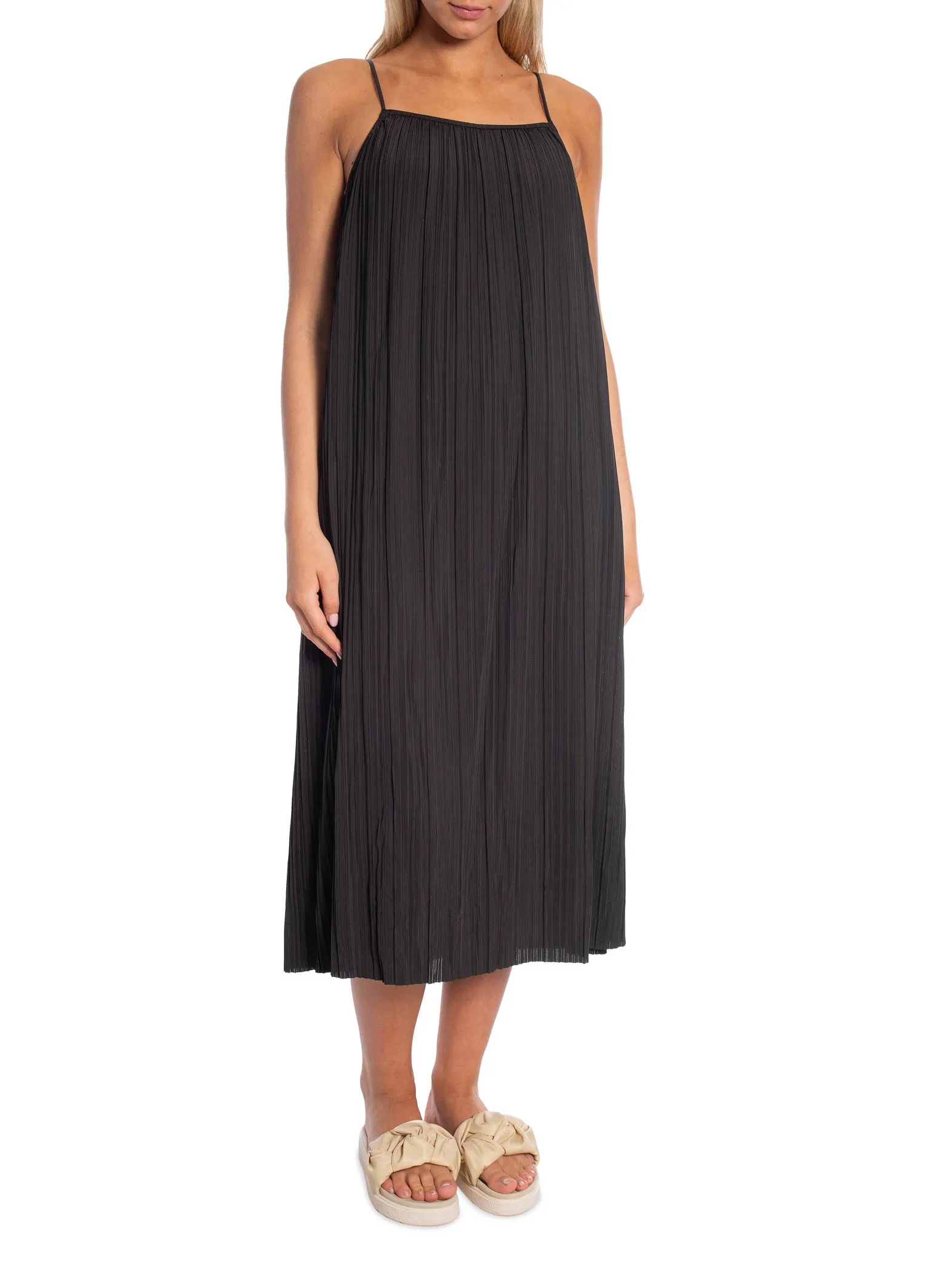 YAYA DRESS JERSEY PLISSE LICORICE BLACK