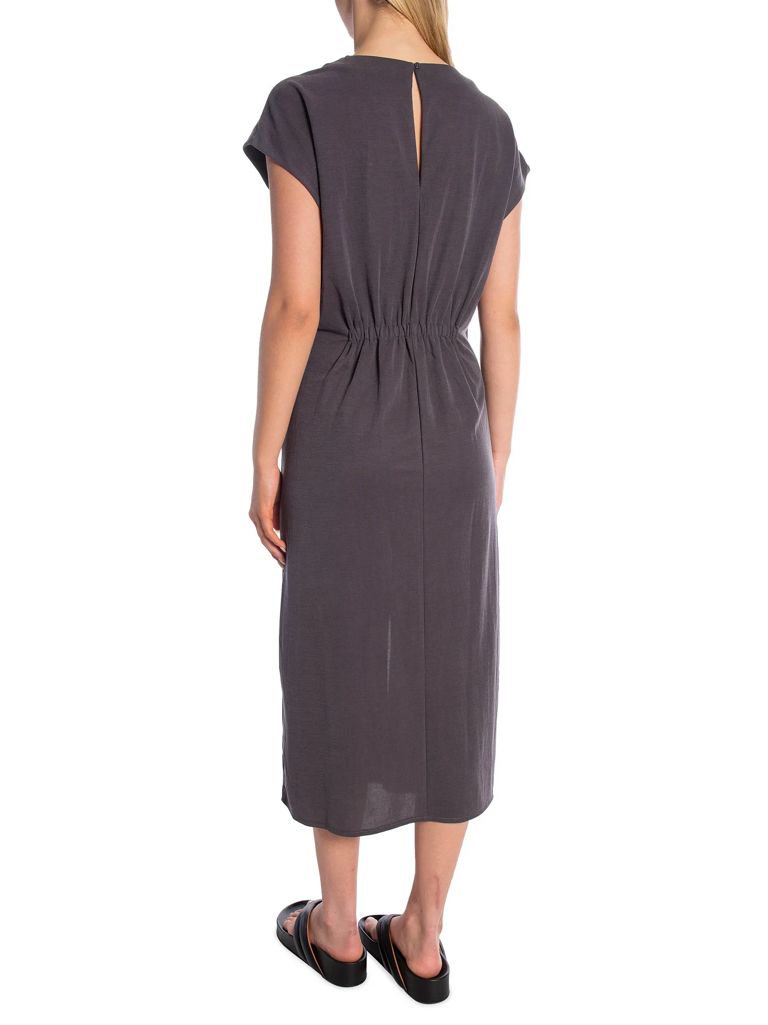 YAYA DRESS PLEATED MODAL ANTHRACITE