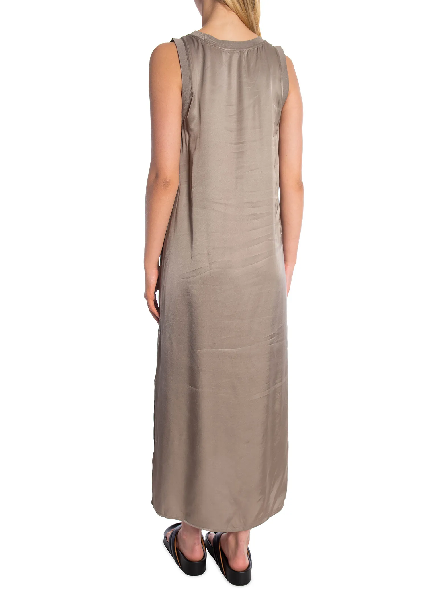 YAYA DRESS SATIN SLEEVELESS CLAY PEBBLE GERY