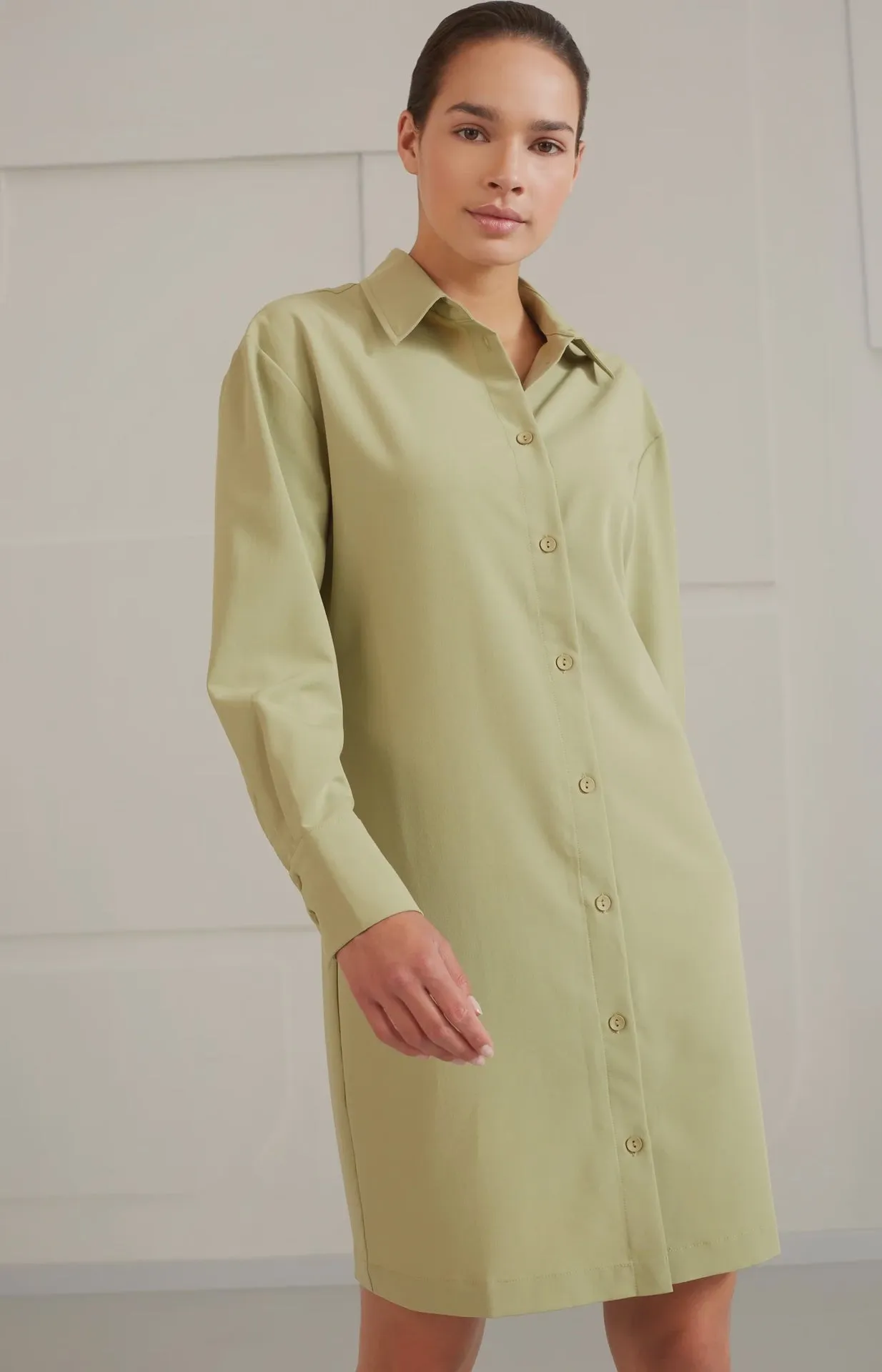 Yaya Fitted Blouse Dress With Collar