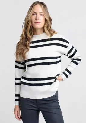 Yaya High Neck Striped Jumper, Cream