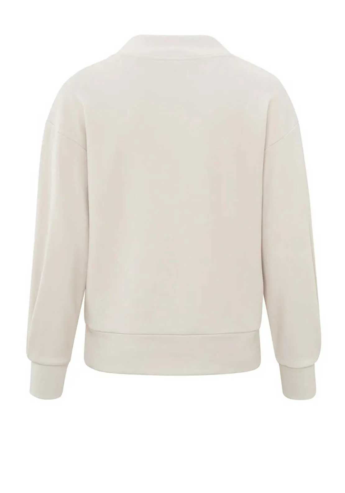 Yaya Long Sleeve V Neck Sweatshirt, Cream