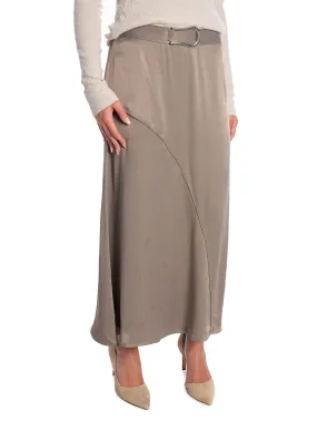 YAYA SKIRT SATIN ALINE MIDI CLAY PEBBLE GREY