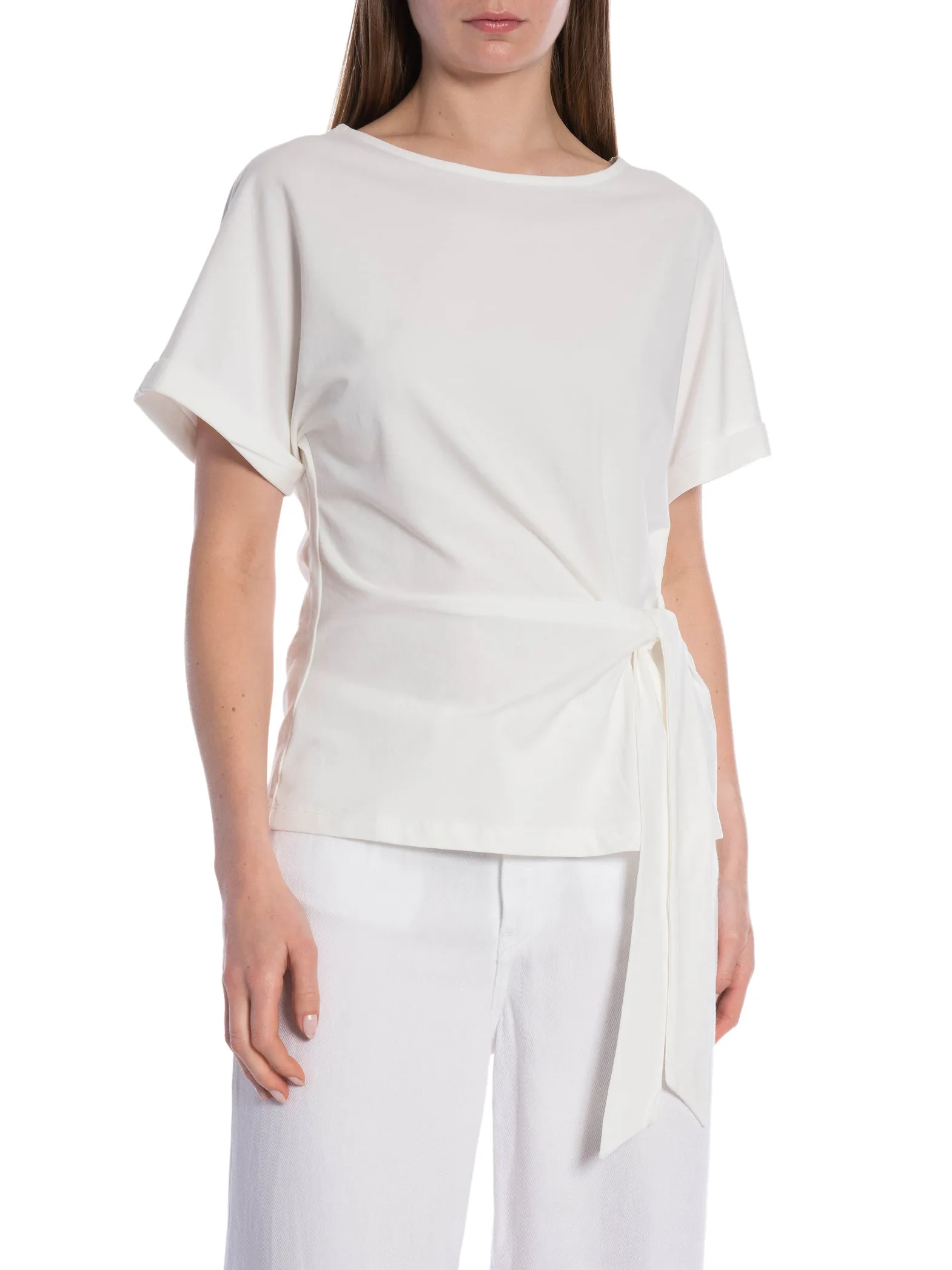 YAYA TOPP ROUND NECK BLANC WHITE