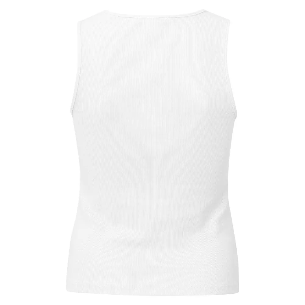 Yaya White Ribbed Singlet Square Neck Organic Cotton