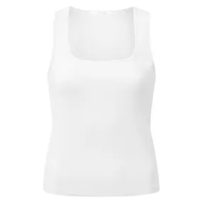 Yaya White Ribbed Singlet Square Neck Organic Cotton