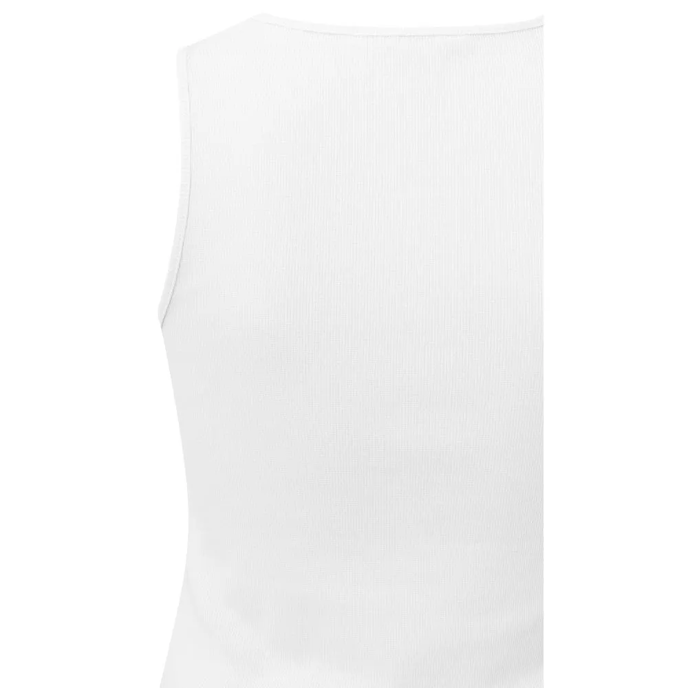 Yaya White Ribbed Singlet Square Neck Organic Cotton