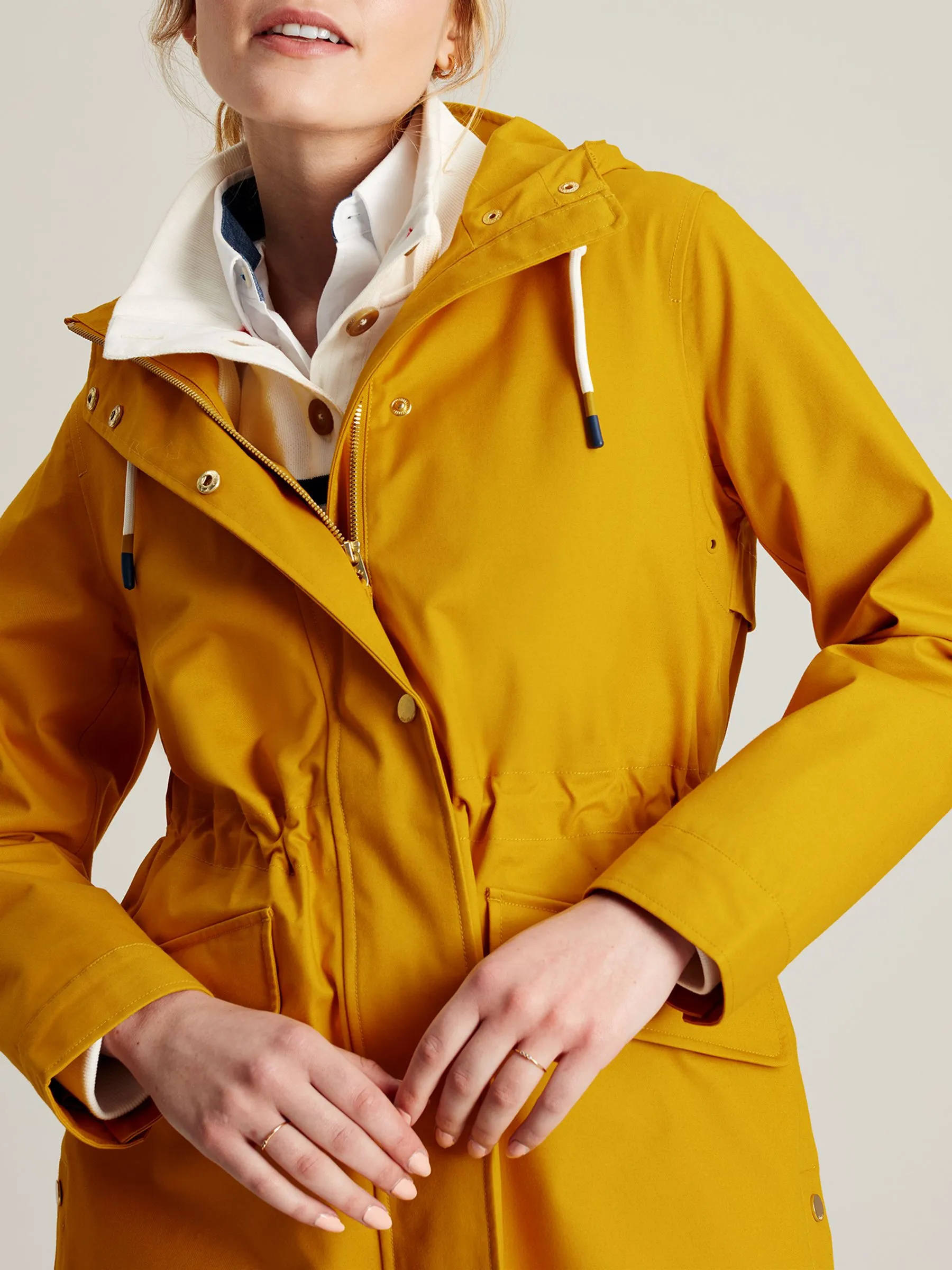 Yellow Gold Waterproof Raincoat With Hood