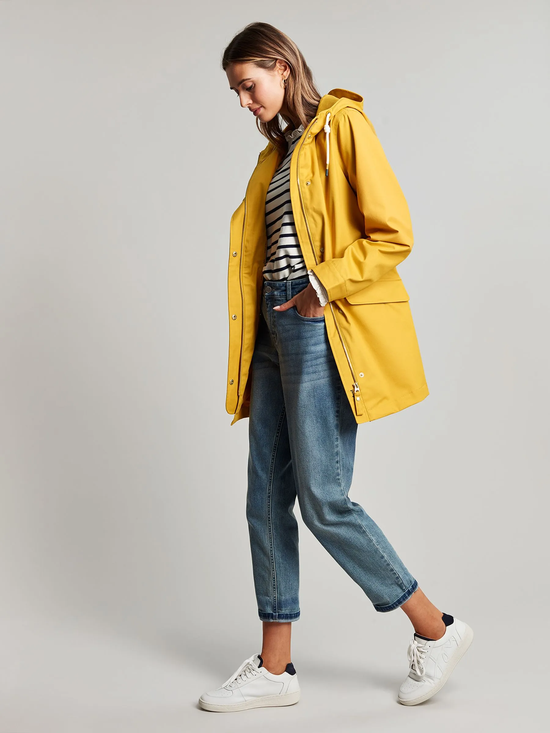 Yellow Gold Waterproof Raincoat With Hood