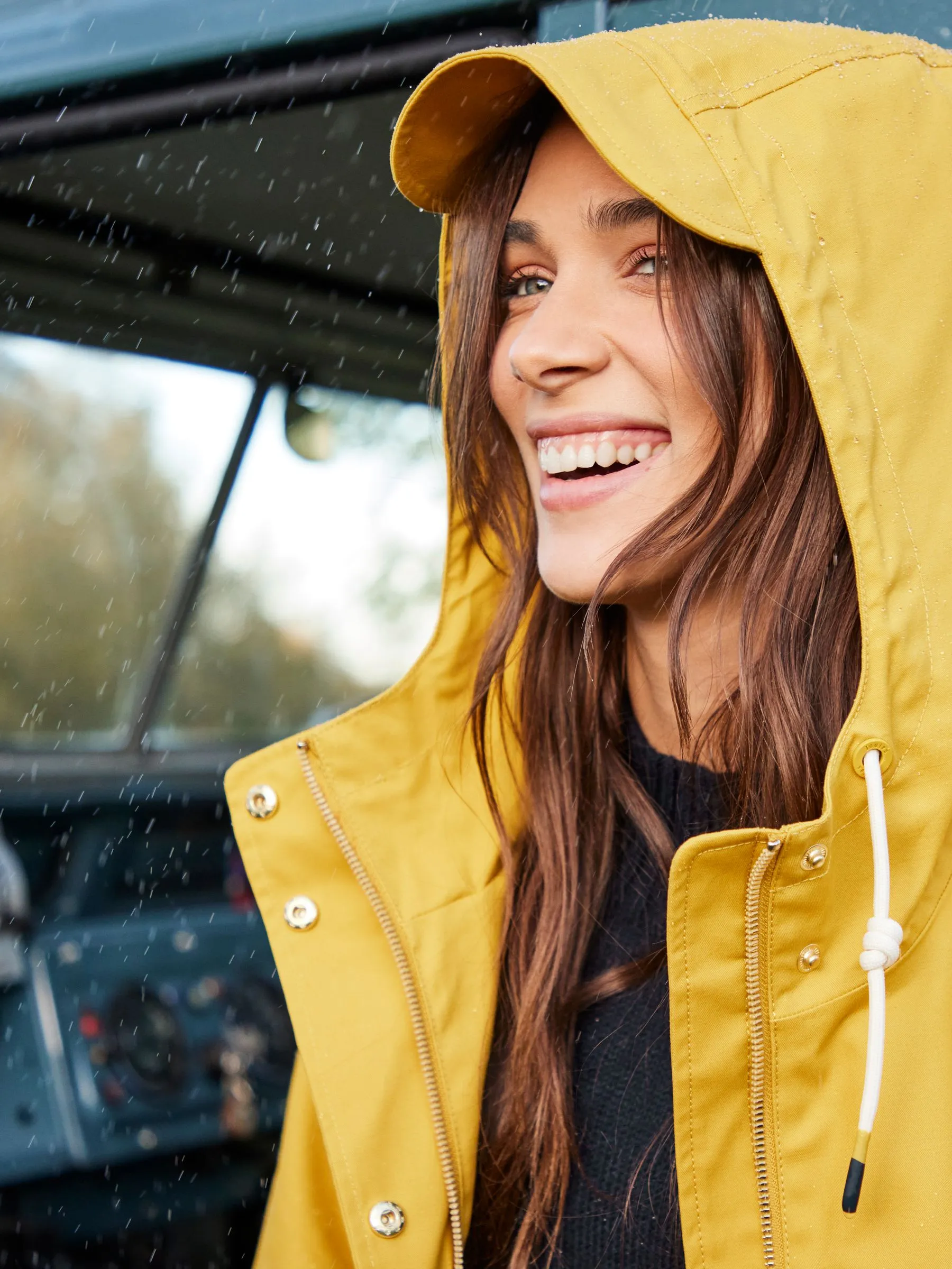 Yellow Gold Waterproof Raincoat With Hood