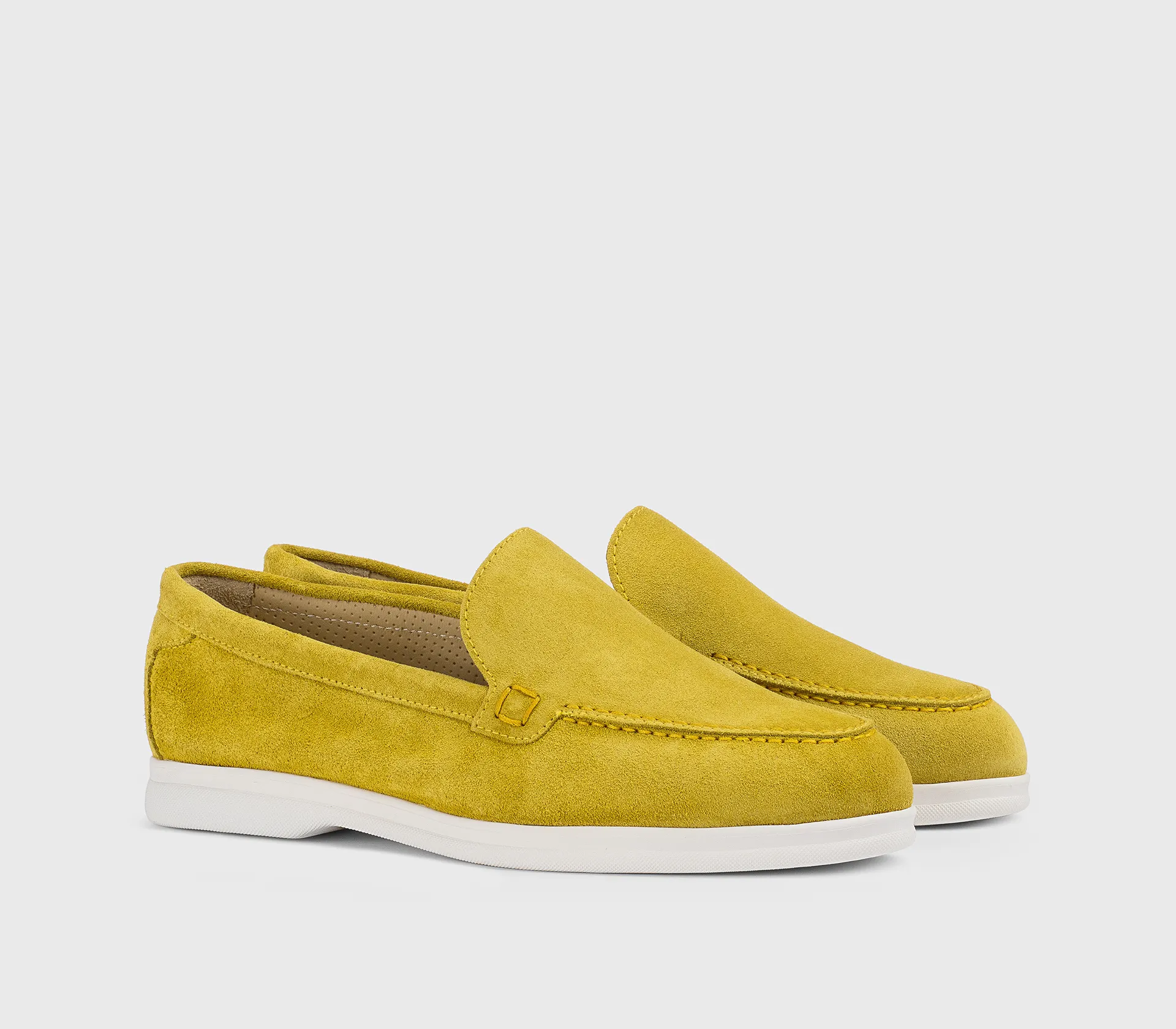 Yellow suede moccasin